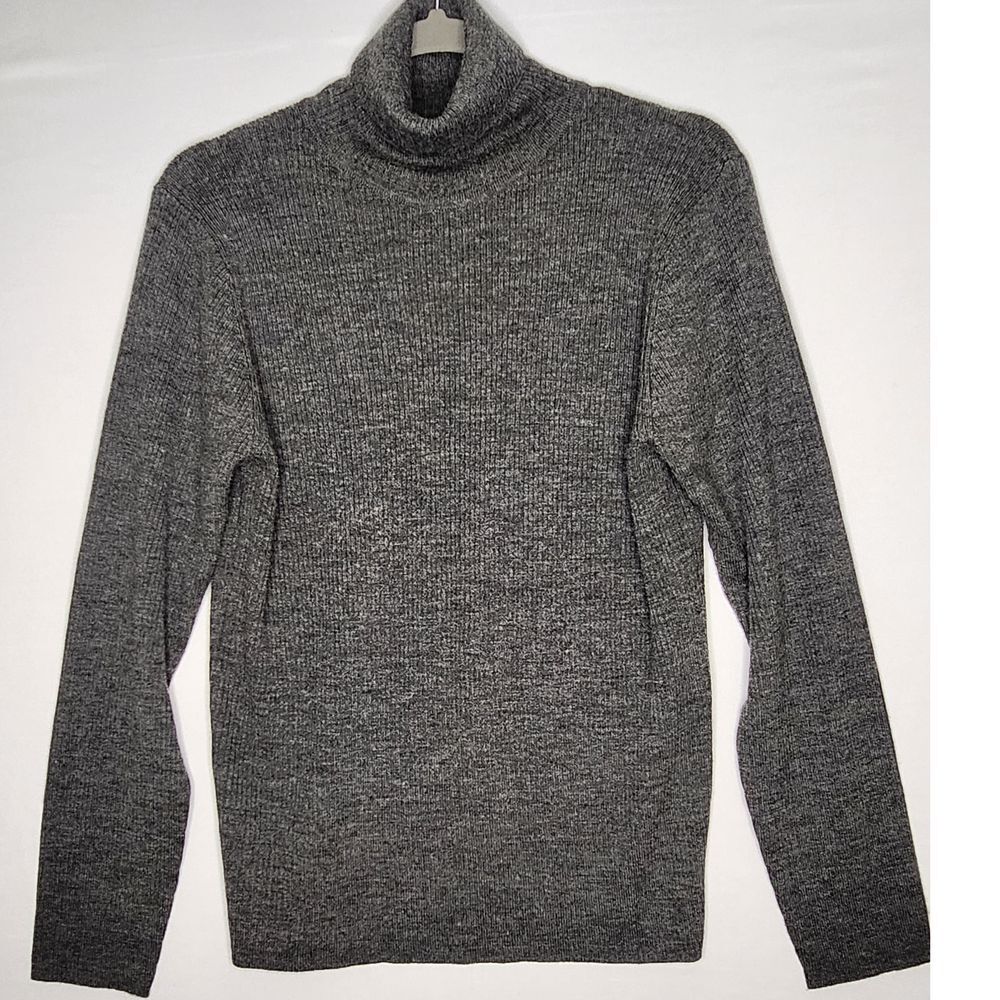 Jessica Holbrook Womans Merino wool‎ blend turtleneck Sweater Top Large Gray
